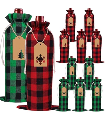 Shintop Burlap Wine Bags, 12 Pcs Wine Gift Bags With Tags & Strings Drawstring - View #7