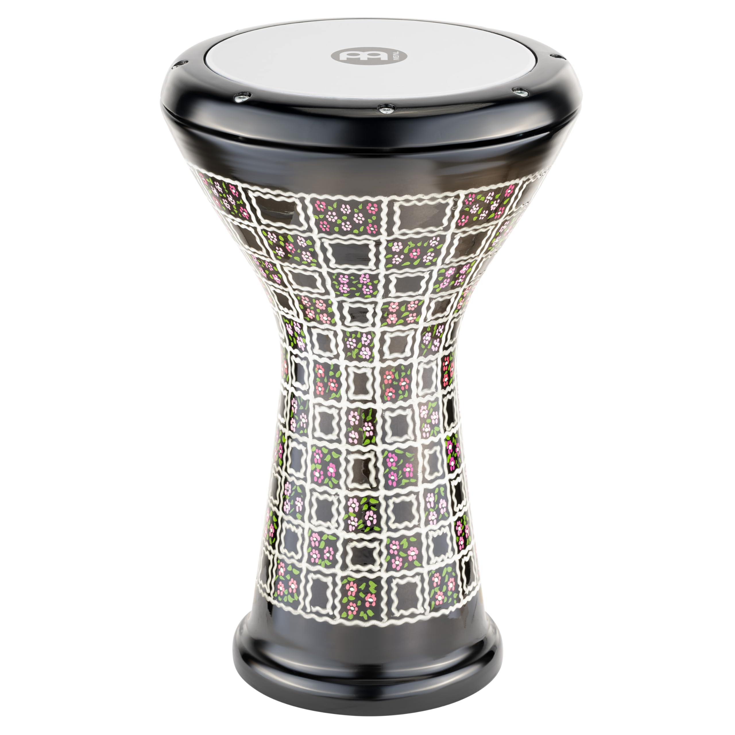 Meinl Percussion Aluminum Series Doumbek - Medium-Large Handdrum - Synthetic Head - Diameter 8.5 Inches - Hand Engraved - Aluminum, Multicoloured (HE-3039)