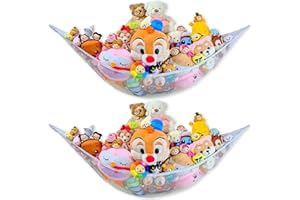 Mia Weaver Stuffed Animal Hammock for Plushie Toys | Corner Hanging Storage Net for Organizing Your Teddy and Stuffy Collection | (Mesh, White 2packs)
