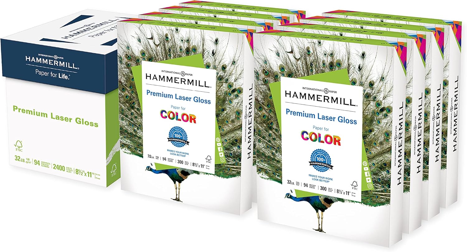 Download Hammermill Glossy Paper Laser Gloss Copy Paper 8 5 X 11 8 Pack 2 400 Sheets 94 Bright Made In The Usa Glossy Printer Paper 163110c Laser Printer Paper Office Products Amazon Com