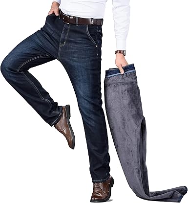 mens fleece lined jeans uk