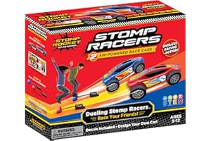 Stomp Racers Air Powered Race Cars by Stomp Rocket, 2 Car Racer Pack - Dueling Stomp Racers Toy Car Launcher - Fun Backyard & Outdoor Multi-Player Kids Toys Gifts for Boys, Girls & Toddlers