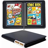 Comic Book Binder, 24+ Pockets Comic Book Storage Album, Premium PU Leather Comics Binder Fit for Comic Books (Black)