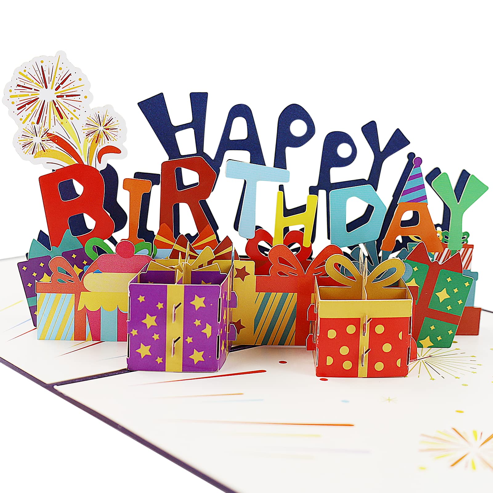 SZXMDKH Happy Birthday Card, 3D Pop Up Birthday Card with Envelope for Women Wife Husband Mom Dad Son (Happy Birthday)