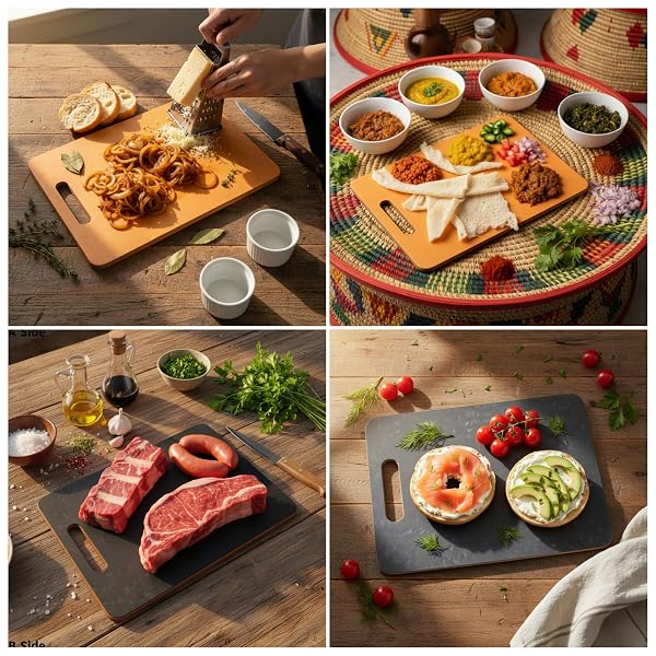 COKKA PRACA DISHWASHER SAFE WOOD CUTTING BOARDS FOR KITCHEN, WOOD CUTTING BOARD SET OF 3, DOUBLE SIDED, 0.39” THICK CHOPPING BOARD SET WITH HANDLE, WOODEN CUTTING BOARDS FOR MEAT, VEGETABLE, FRUIT