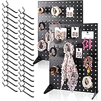 2 Pack Pegboard Display Stand for Vendors Events 17" X 13" Tabletop Pegboard Display Stand with 32 Hooks for Craft Shows, Dis