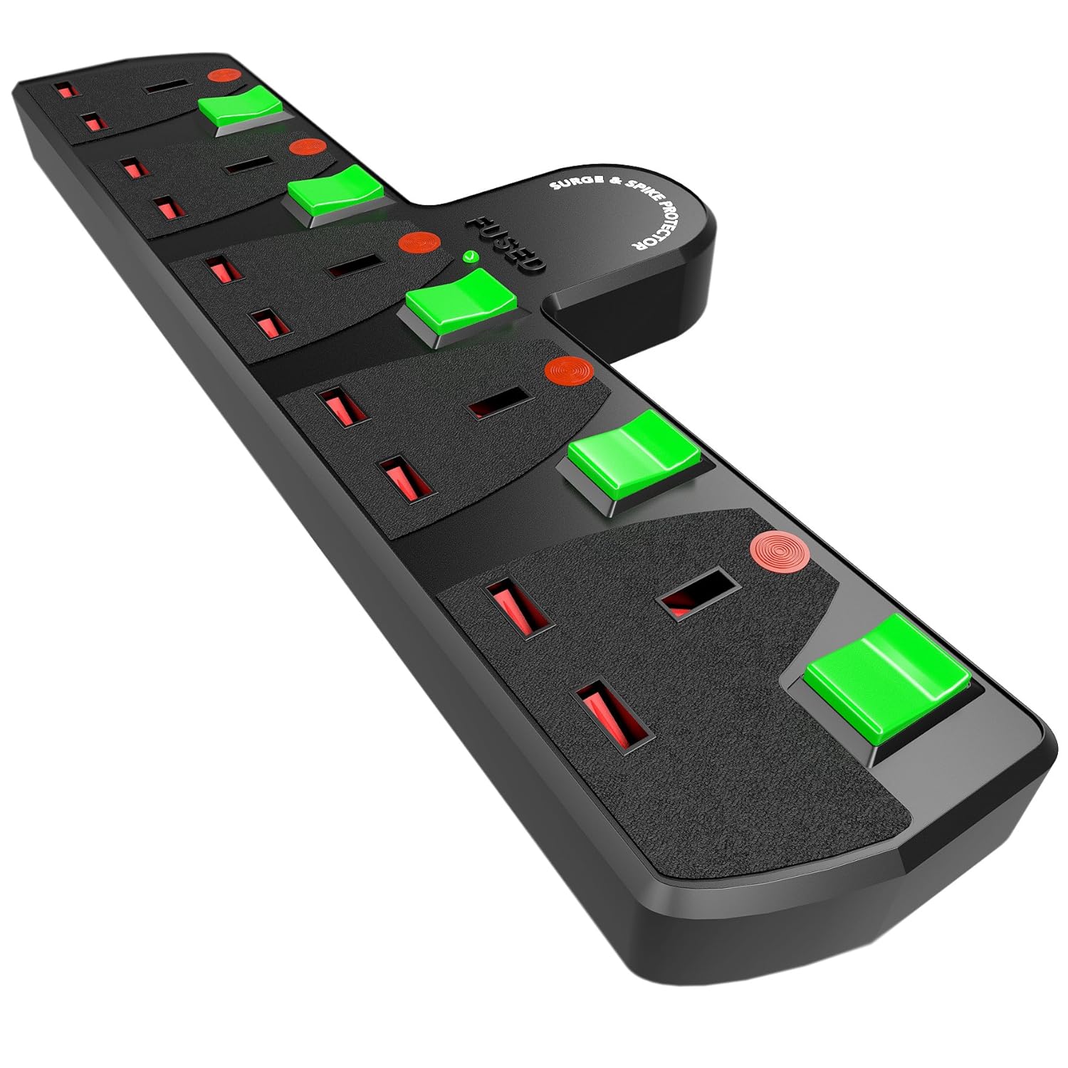 Duronic S125B 5 Way Switched Surge Protected Multi Socket Adaptor ...