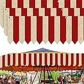 SmoothNovelty 3 Pcs Creepy Carnival Tent Circus Carnival Hanging Decorations Banner Red White Striped Party Supplies for Halloween Theme Celebration, 9.84 x 78.74 In