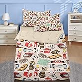 Nesker Twin Zipper Bedding, Racing Car Zipper Bedding Sets for Boys, 3pcs All in on one, Cool Extreme Sports Kids Comforter Set with Fitted Sheet and 2 Pillowcases