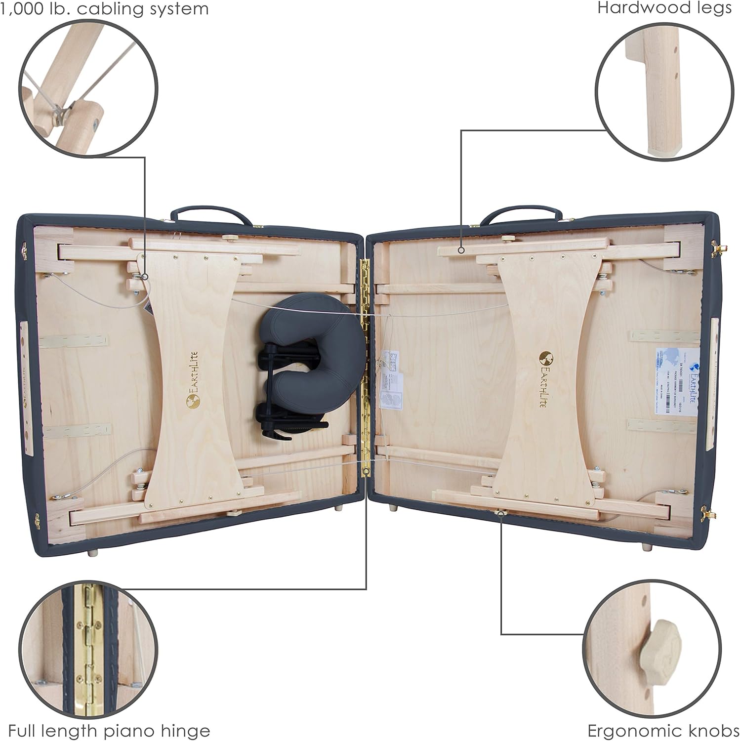 EARTHLITE Portable Massage Table HARMONY DX – Eco-Friendly Design, Hard Maple, Superior Comfort, Deluxe Adjustable Face Cradle, Heavy-Duty Carry Case (30" x 73"): Sports & Outdoors