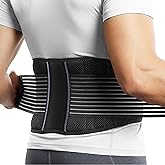 BraceUP Back Support Belt for Men and Women - Breathable Waist Lumbar Lower Back Brace for Sciatica, Herniated Disc, Back Pain Relief, with Dual Adjustable Straps (S/M 28-35 In)