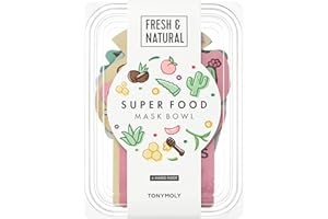 TONYMOLY Super Food Mask Bowl – Korean Skincare Sheet Face Mask Set for Hydrating, Replenishing & Revitalizing Tired Skin – Nourishing Facial Treatment with Superfood Ingredients, 0.74 oz