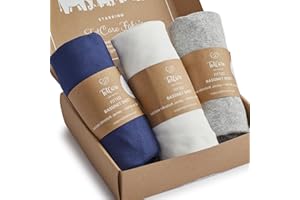 TotCare Bassinet Fitted Sheets Compatible with Halo Bassinest Swivel Sleeper Mattress - Buttery Soft, Silky Comfort, Premium Stretchy Jersey Knit Bassinet Sheets - Navy + Grey + Cloud, 3 Pack