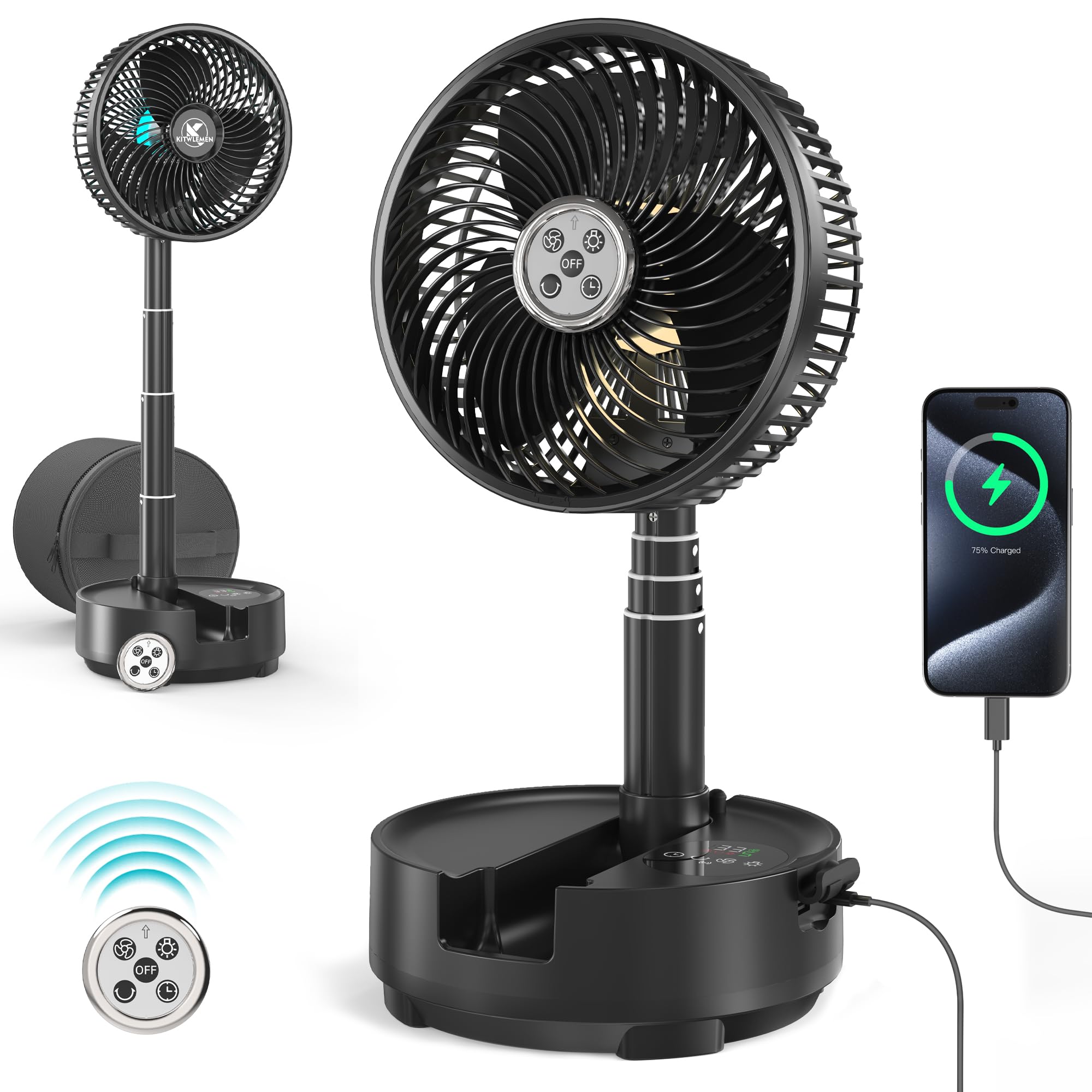 20000mAh Battery Operated Camping Fan - 112Hrs Rechargeable Oscillating Table Fan with Light & Timer, 8 Speeds Portable Travel Fan for Cruise RV Trip, Hurricane Power Outage (8