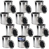 Master Elite 1 Pint Unlined Empty Metal Paint Can Bucket with Lids, Pack of 12 - Triple Tight Lid Seal, 16 fl. oz. Steel Coating Storage Container Tin - Store Oil-Based Paint, Art, Craft, DIY Supplies