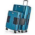 Tach V3.1 Hard Shell 2 Piece Luggage Set - 20 & 28 inch Luggage | Carry On & Large Checked Suitcases | Patented Built-In Connecting System | Rolling Suitcase Links 9 Bags (Sky Blue)