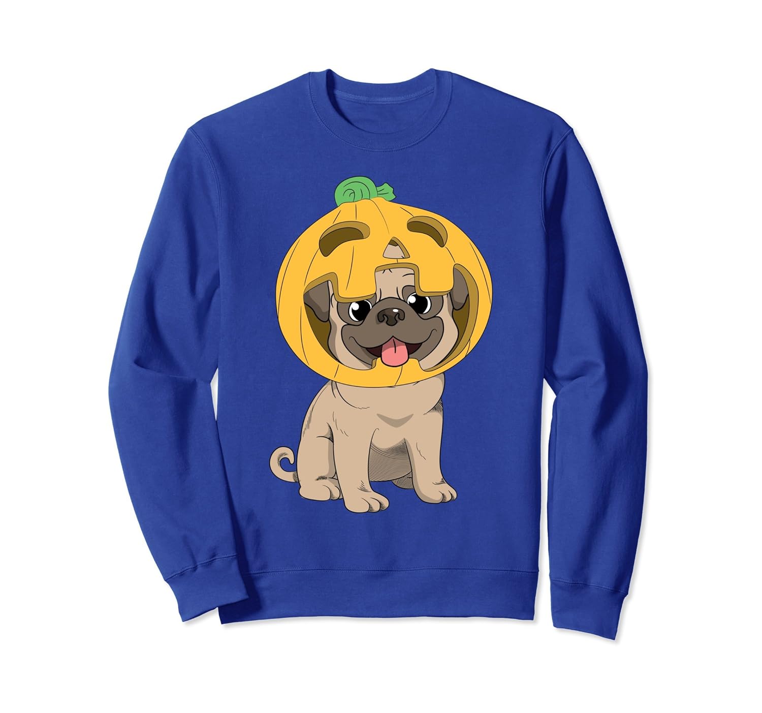 Halloween Sweatshirt for Kids with Pug and Pumpkin-ANZ