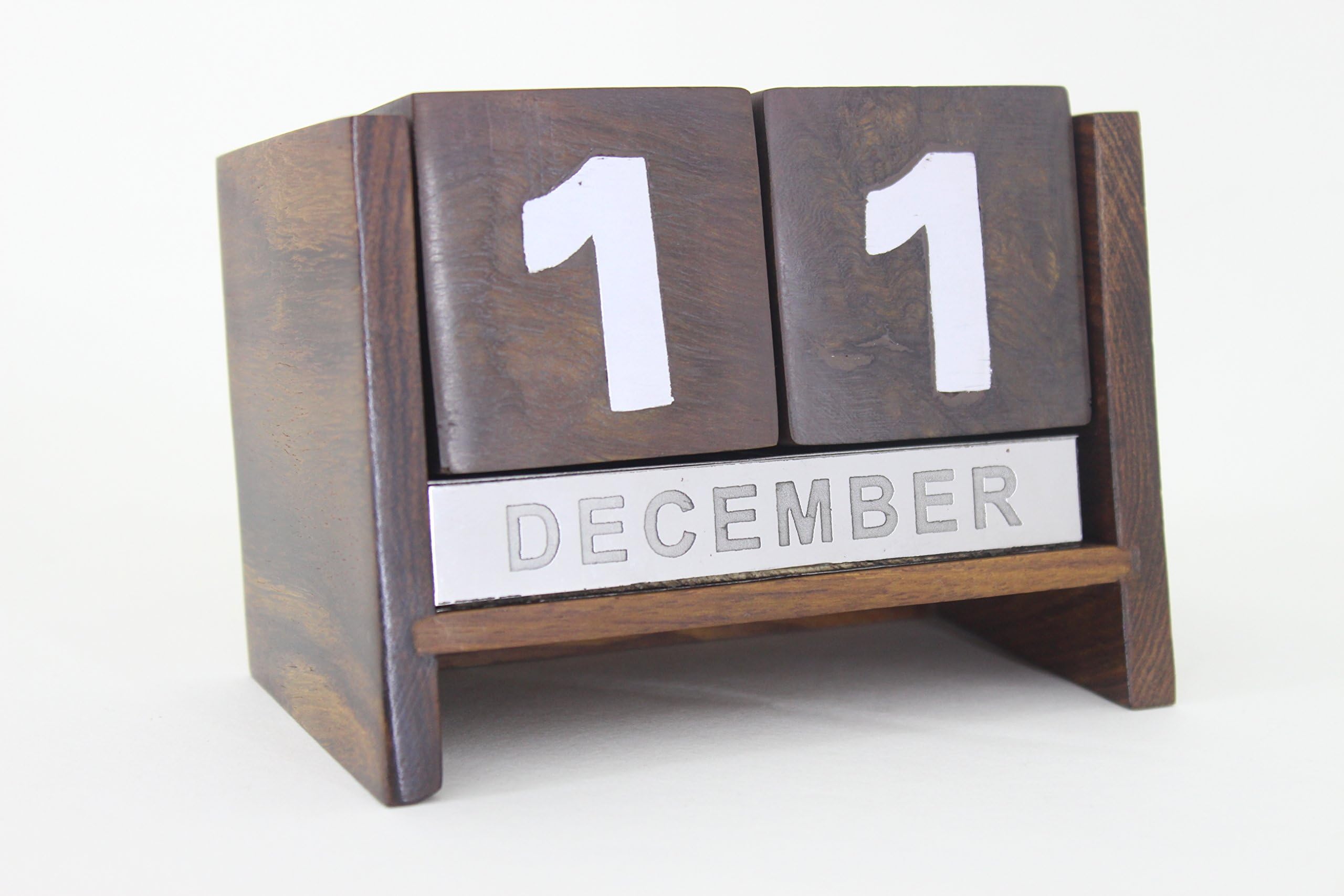 VA Antiques Sheesham Wood Hand Craft Desk Calendar (Wooden Brown)