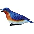 Chirper Blue Bird Statue by Michael Carr Designs - Outdoor Bird Figurine for gardens, patios and lawns (80033)