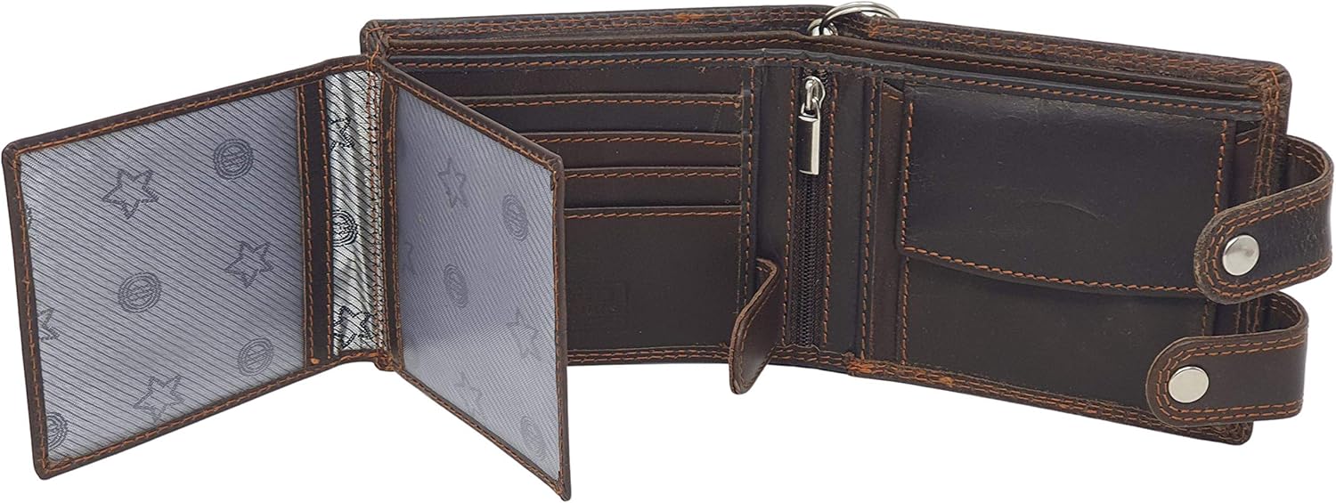 Morucha Men’s RFID Blocking Biker Chain Wallet, Genuine Distressed Hunter Leather with Removable 45cm Metal Safety Chain - Image 5