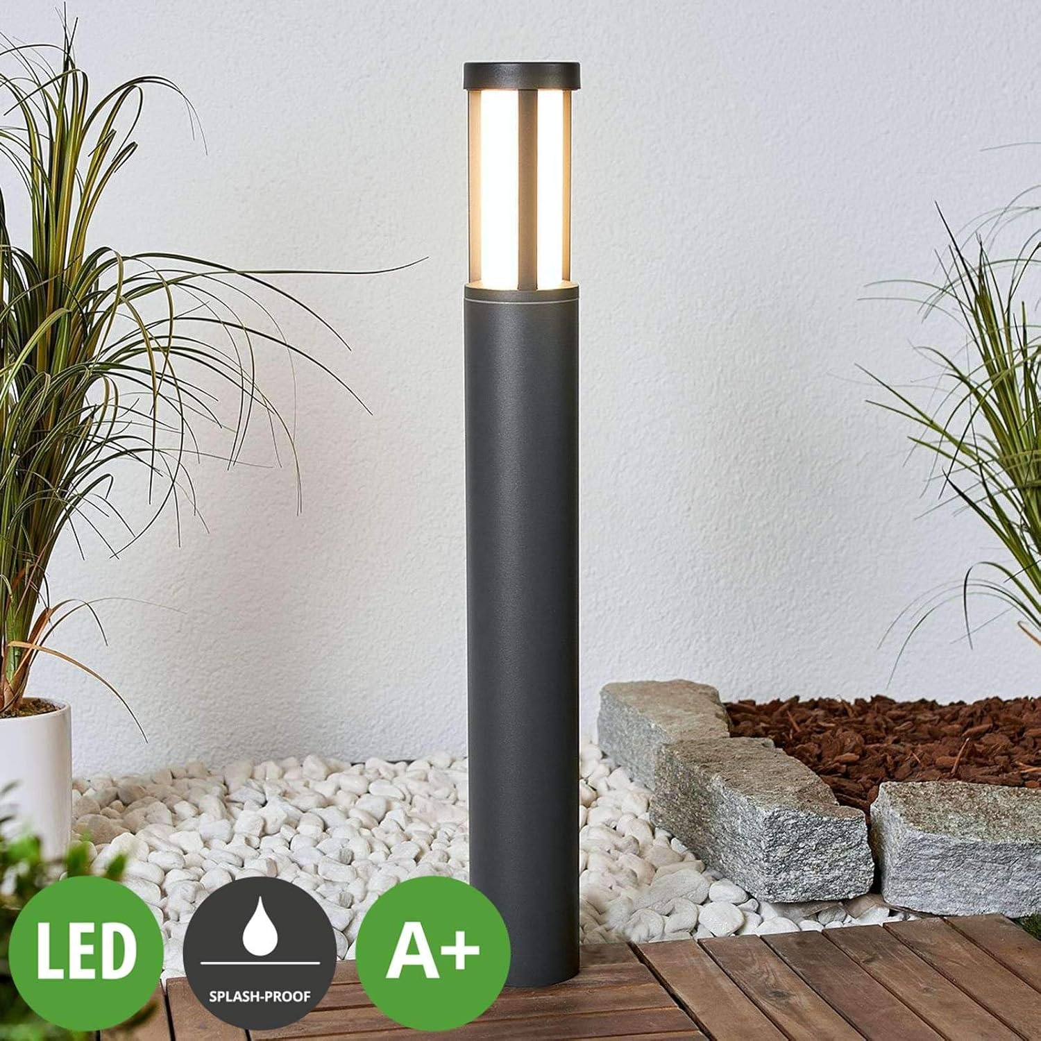 en Noir en Aluminium Moderne Luminaire Exterieur 1 lampe,à A+ Borne