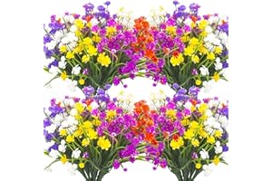 Grunyia Artificial Flowers, 20 Bundles Outdoor Fake Flowers for Decoration UV Resistant Faux Plastic Plants Garden Porch Window Box Décor (Mix)