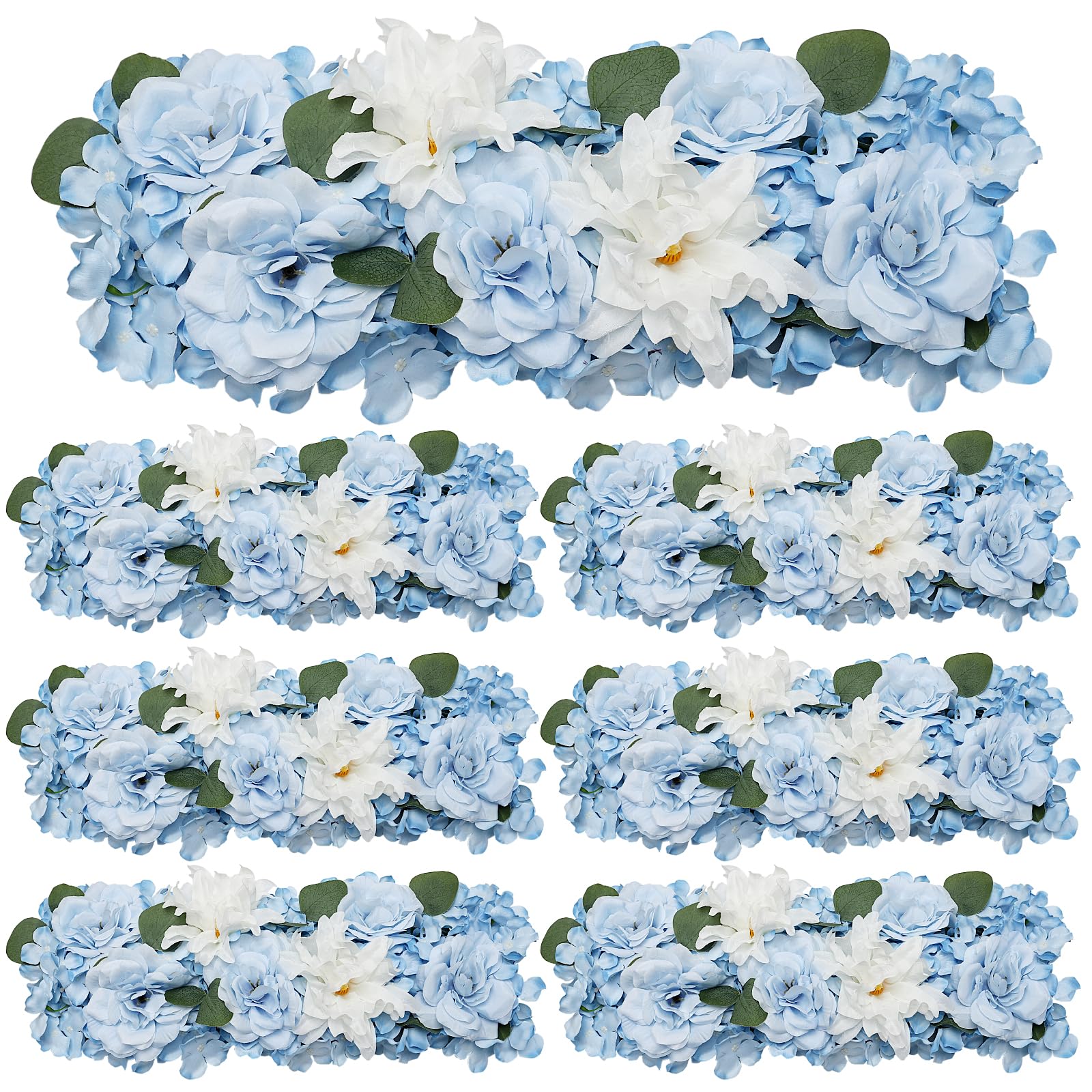 Photo 1 of DIYDOFUN Pack of 6 Wedding Arch Decorations, 19.7 inch Artificial Flower Table Centerpieces Floral Arrangement for Wall Backdrop Party Bridal Shower Event Decor - Blue