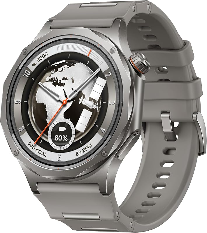 Smartwatch X3 mit Wear OS, 1,5 Zoll AMOLED-Display, Akku bis zu 16 Tage, EKG und Gesundheit in 60 Sekunden, Dual GPS, wasserdicht IP69/5 ATM, Titan und Saphirglas, Misty