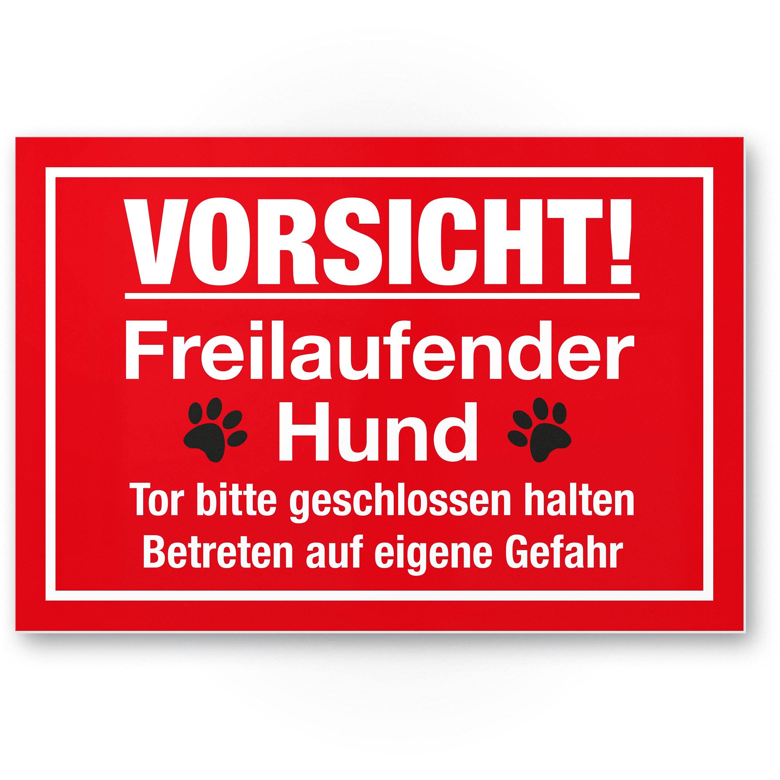 Careful Dog (Red) Plastic Sign for Dogs/Garden Fence Door/Warning Sign Deterrence/Burglary Protection – Warning Dog