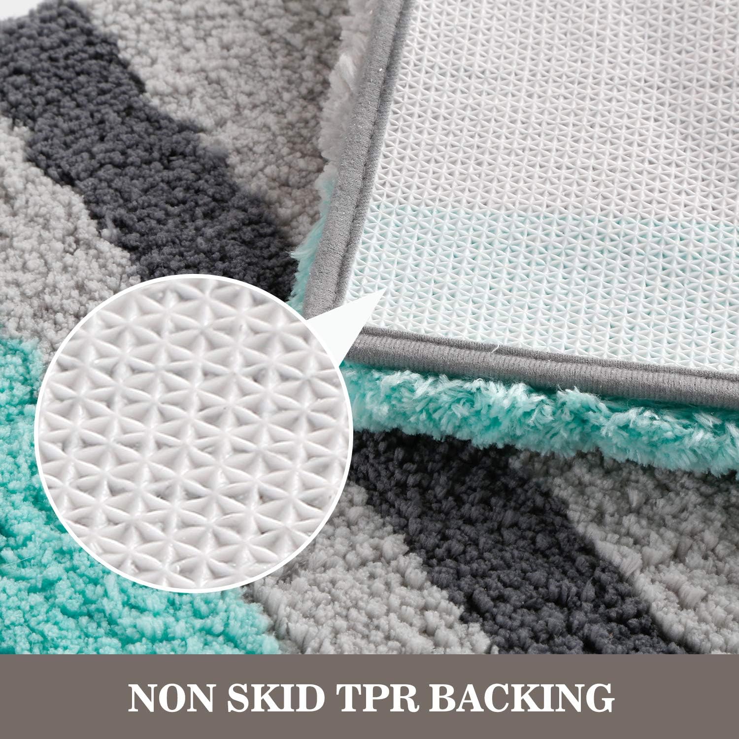 KMAT Luxury Bathroom Rugs Bath Mat, 20"x32", Non-Slip Fluffy Soft Plush Microfiber Shower Carpet Rug, Machine Washable Quick Dry Ultra Shaggy Bath Mats for Tub, Bathroom and Shower, Green-Grey: Kitchen & Dining
