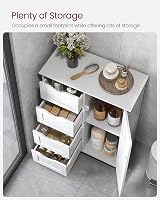 VASAGLE Bathroom Floor Storage Cabinet White LHC41W 4 Drawers Door view 4