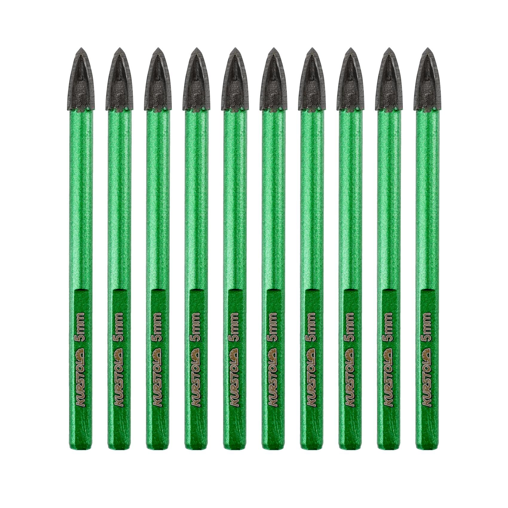 KURSTOL Masonry Drill Bits Set - 6mm*10 Tungsten Carbide Tip Tile Drill Bit for Porcelain Tile Concrete Brick Glass Wood Ceramic, Triangle Shank