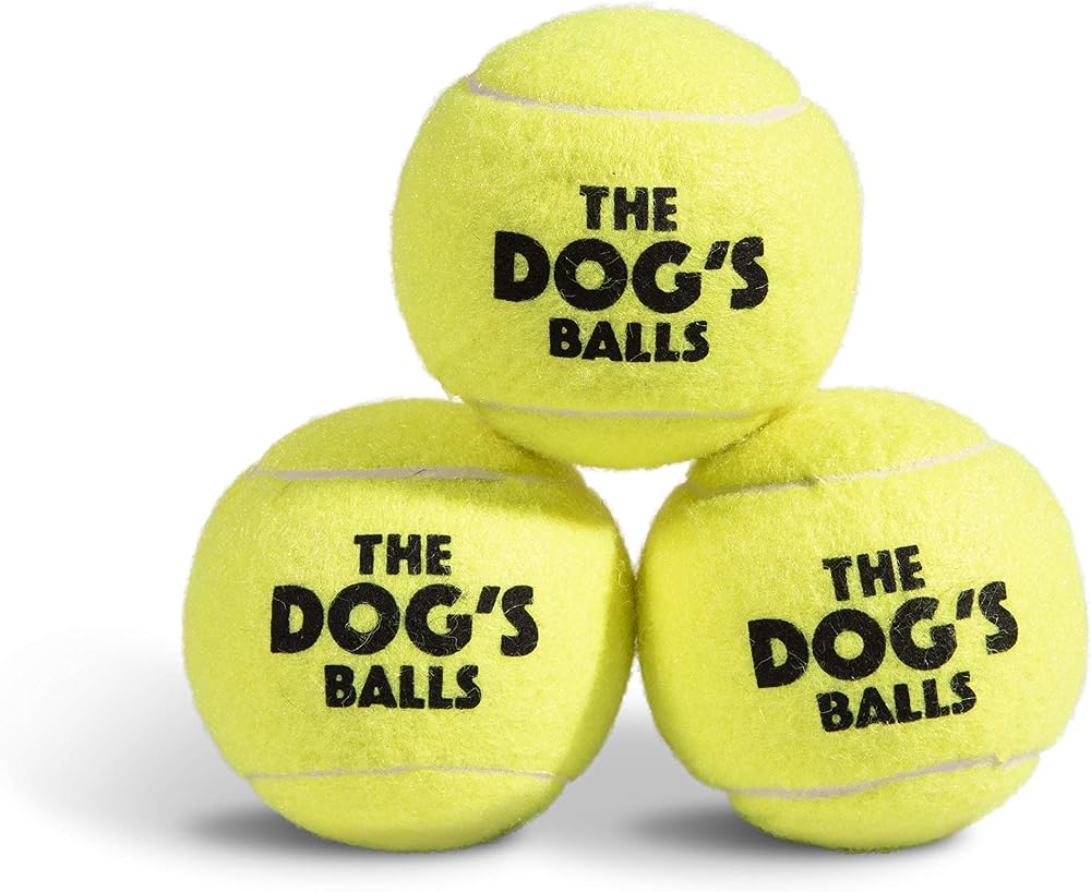 The Dog's Balls Large Yellow Dog Tennis Balls 3-Pack Non Abrasive Felt Floats
