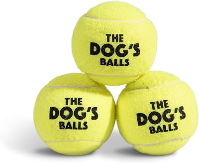 The Dog's Balls Large Yellow Dog Tennis Balls 3-Pack Non Abrasive Felt Floats