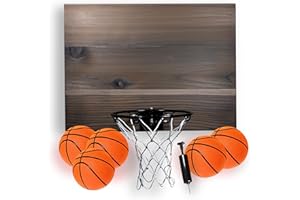 Cali Kiwi Pros Elite Mini Basketball Hoop & Ball Set, Wall Mount, Indoor Made in The USA Cedar Backboard. Includes 9” Hoop, Net, Pump & 5 Mini Basketballs.