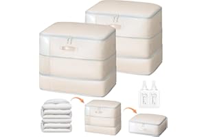 DIMJ Compression Storage Bags for Blankets - 2 Pack 220L to 132L Washable Vacuum Clothes Organizer with Clear Window Ultra Sp