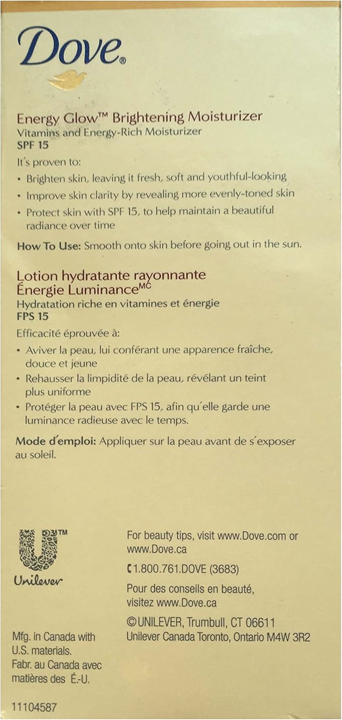 dove energy glow cream