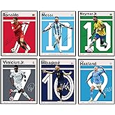Soccer Poster | Messi and Ronaldo Posters | Famous Soccer Players Wall Art Decor For Boys & Fans | Legends and Rising Stars 6-Pack Poster Set | Gift for Football Lovers | 8 x 10 inch | UNFRAMED
