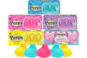 Needzo Peeps Marshmallow Easter Candy Variety, Sugar Coated Fluffy Marshmallows in Assorted Colors, Cute Dessert Toppers, 5 Count