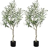 YOLEO 4FT Artificial Olive Tree Faux Silk Olive Plant 120cm 2 Pack