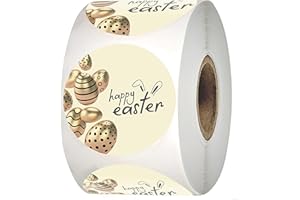 easykart labels Happy Easter Stickers with Gold Foil Easter Egg | 1.5 Inch, 500 PCs