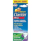 Claritin Children's Allergy Medicine, 24-Hour Non-Drowsy Loratadine 5mg, Antihistamine Liquid for Kids Aged 2 Years and Older, Grape Flavored, 8 fl oz.