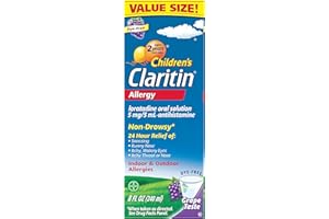 Claritin Children's Allergy Medicine, 24-Hour Non-Drowsy Loratadine 5mg, Antihistamine Liquid for Kids Aged 2 Years and Older, Grape Flavored, 8 fl oz.