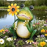 chisheen Garden Frog Statue Outdoor Decor Metal Frog Yard Art Sculpture