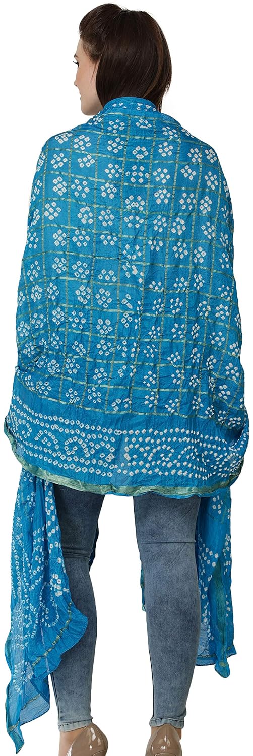 exotic india bandhani tie-dye gharchola dupatta from jodhpur with golden thread weave