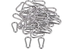 CNBTR M6 60mm 304 Stainless Steel Multifunctional Spring Snap Hook Quick Link Ring Set of 50