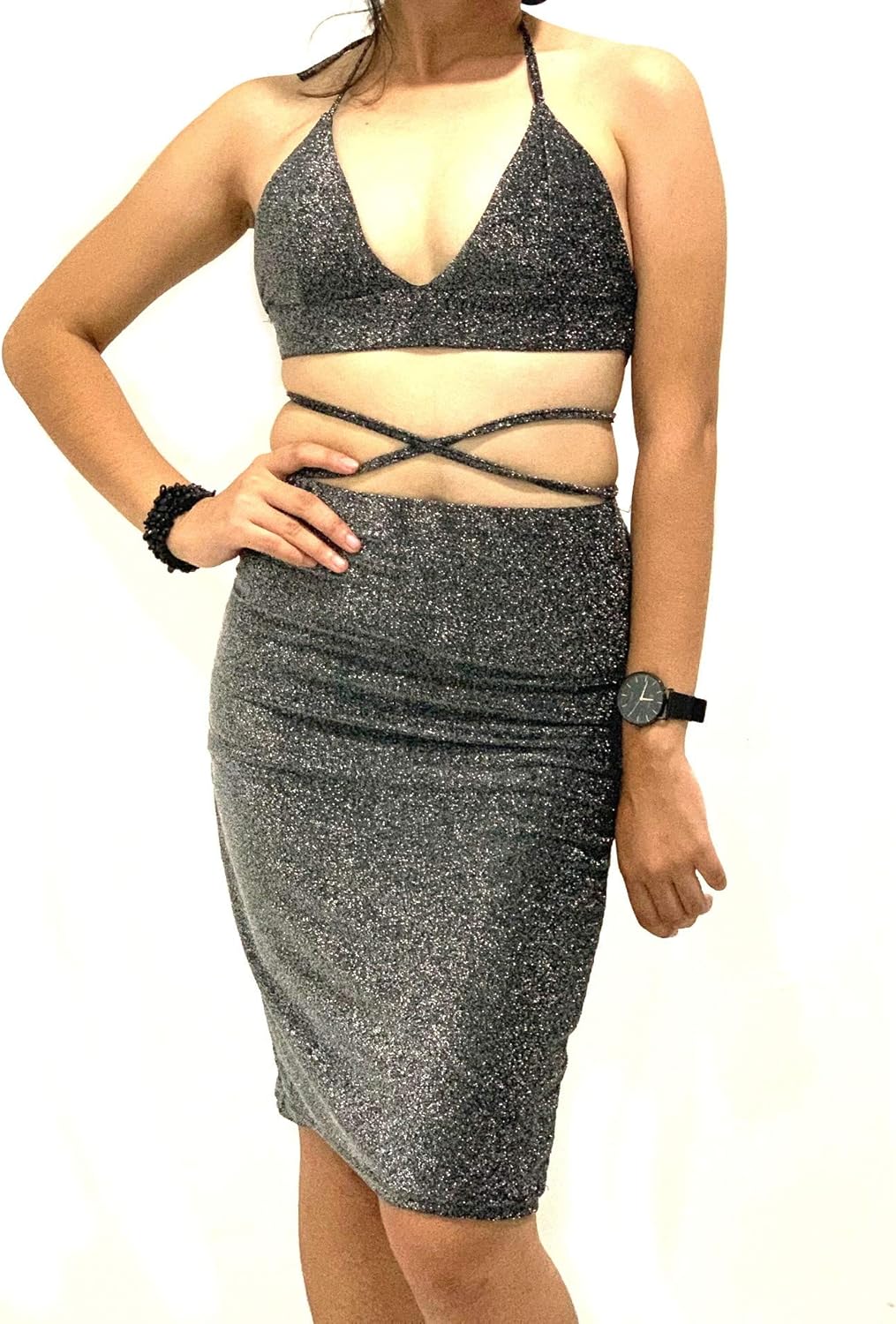 silver sequin dress amazon