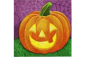 Iconikal Paper Disposable Party Napkins, Beverage Size, Halloween Jack-O-Lantern Pumpkin, 80-Count