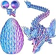 3D Printed Dragon Eggs with Articulated Fly Dragon Inside, Collectible Figurines Fidget Toy for Adults Kids Birthday Easter Christmas White Elephant Gifts for Friends Colleagues(Blue Pink, M size)