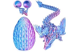 OLEE ODEE 3D Printed Dragon Eggs with Articulated Fly Dragon Inside, Collectible Figurines Fidget Toy for Adults Kids Birthday Easter Christmas White Elephant Gifts for Friends Colleagues(Blue Pink, M size)